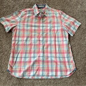LL Bean Slightly Fitted Plaid Button Up Shirt Men Size Large EUC